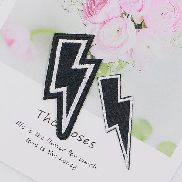 

notions black lightning patches embroidered iron on patch diy accessories cute sewing appliques for clothes jackets backpacks hats