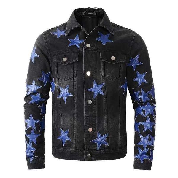 

men designer coats amri fashion jackets 2022 new star casual versatile coat fit celebirity cowboy denim winter thick 4t47, Black;brown