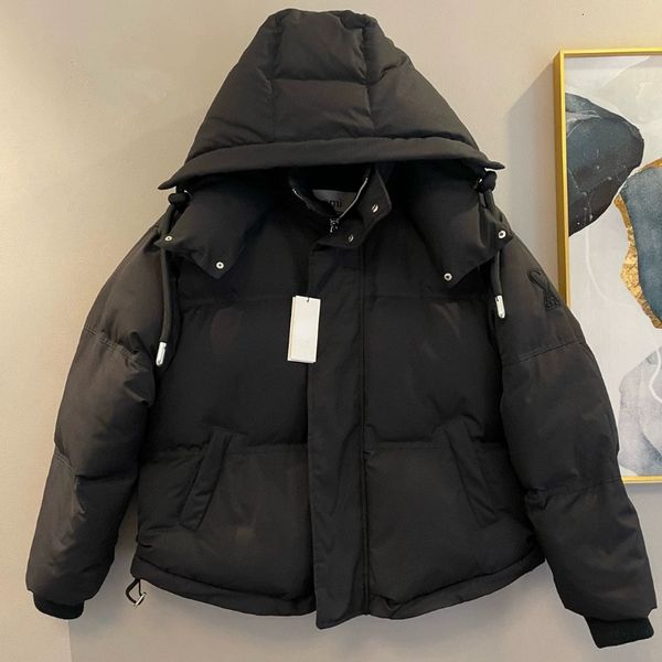 

men's down parkas brand winter down jacket men woman fashion hooded thick warm bomber jacket outdoor casual puffer jackets couple coats, Black