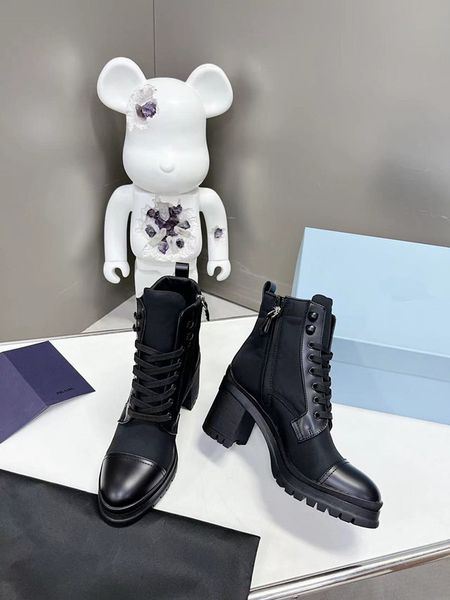 

designer platform women boots luxury boot ladies fashion girls leather nylon strap material detachable small wallet lady 0720, Black