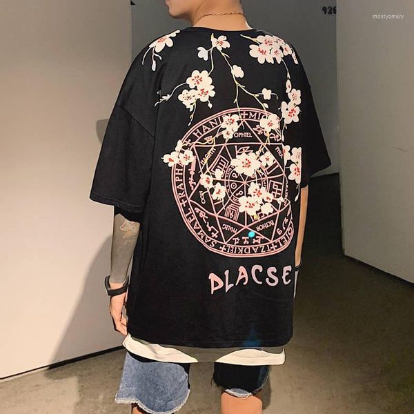 

t shirts hip hop t-shirt cotton o-neck loose fashion print street wear 2022 summer plus size trendy comfortable clothing, White;black