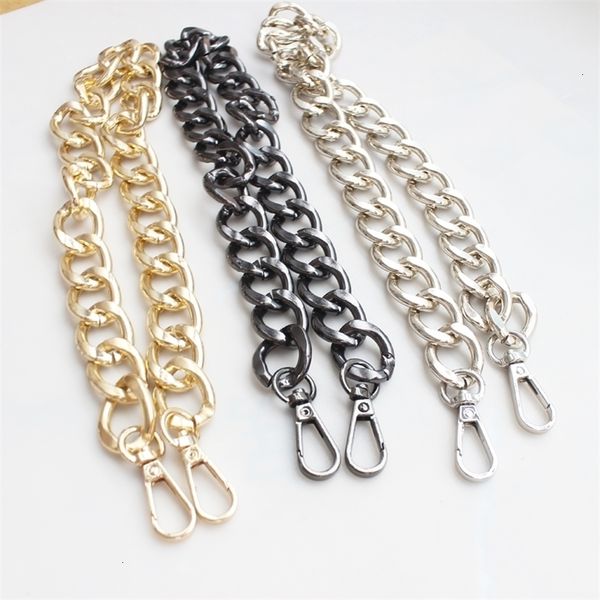 

bag parts accessories 20304060100cm 195mm width thick aluminum chain replacement purse shoulder crossbody strap for cluth handbag 221114, Black