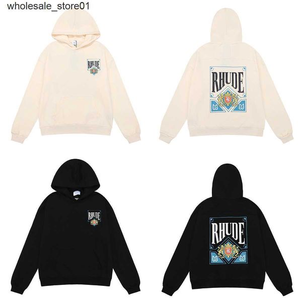 

men's hoodies sweatshirts designer rhude meichao poker print fashion streetwear hoodie sweater men women, Black