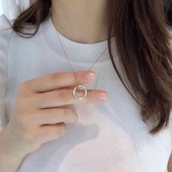 

kuub designer compare with the original ccaoshi fashion net red star's same style zircon nail necklace with micro inlay advanced creati, Black