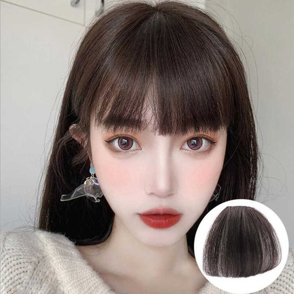 

women's hair wigs lace synthetic haowu recommends cartoon wig female real person hair all hand weaving light and natural bangs, Black