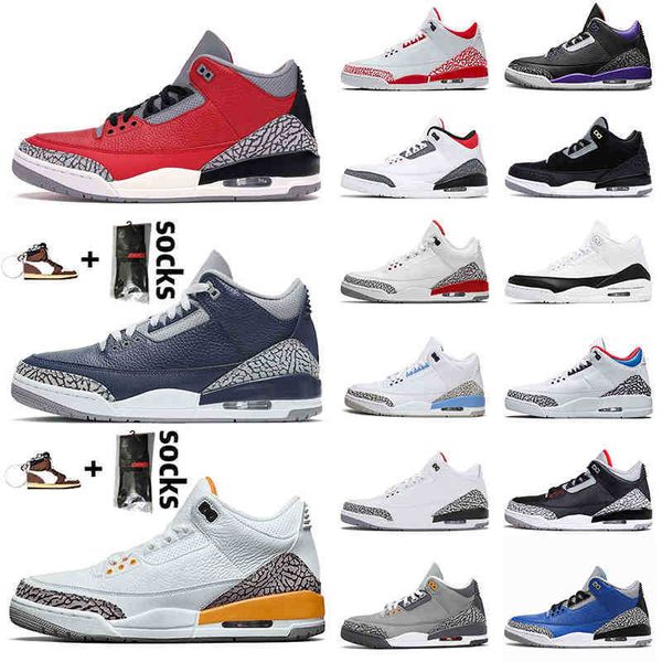 

basketball shoes sneakers trainers midnight navy cool grey red cement laser jumpman 3s 3 men womens big size eur 47 unc qmyj, Black;white