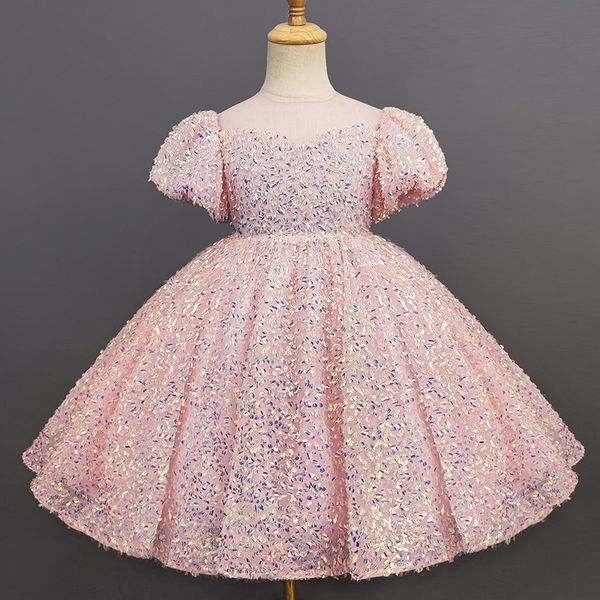 

luxury bling sequin girls pageant dresses fluffy off the shoulder pink ruched flower girl dress for wedding ball gowns party dresses, White;blue