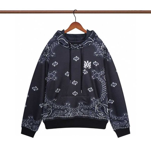 

men hoody fashion amri hoodie designer cotton brand autumn winter new full print cashew flower pocket casual long sleeve women leisure 6cl4, Black