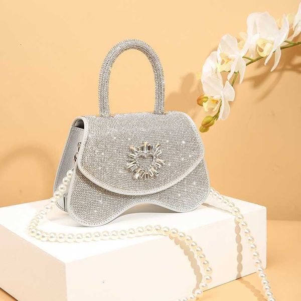 

new luxury full diamond dinner bag women's one shoulder crossbody crystal advanced pearl chain