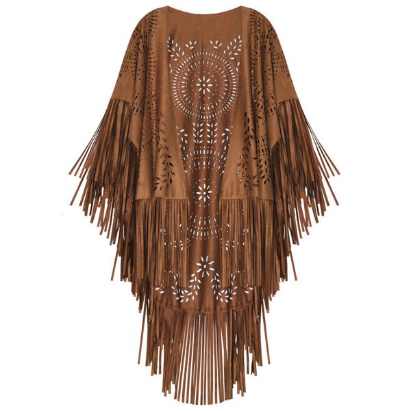 

shawls camel suede floral hollow out fringe tassel shawl women vintage capes ponchos autumn bohemian cardigan cloak boho 221110, Blue;gray