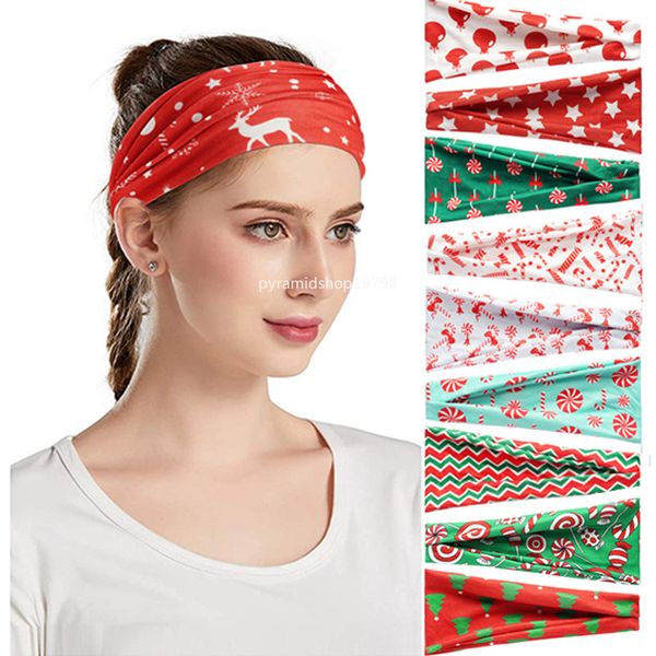 

couple elastic hairband christmas headband elk christmas hair accessories cycling yoga sport sweat turban headwrap, Slivery;white