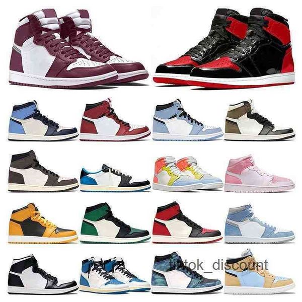 

basketball shoes sports sneakersnqk1 university military blue hyper royal bordeaux dark mocha digital pink 1s high women jumpman 1, Black