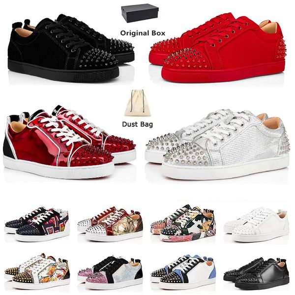 

with box red platform sneakers bottoms casual shoes women mens luxurys loafers trainers low fashion designer spikes party flat leather big s, Black