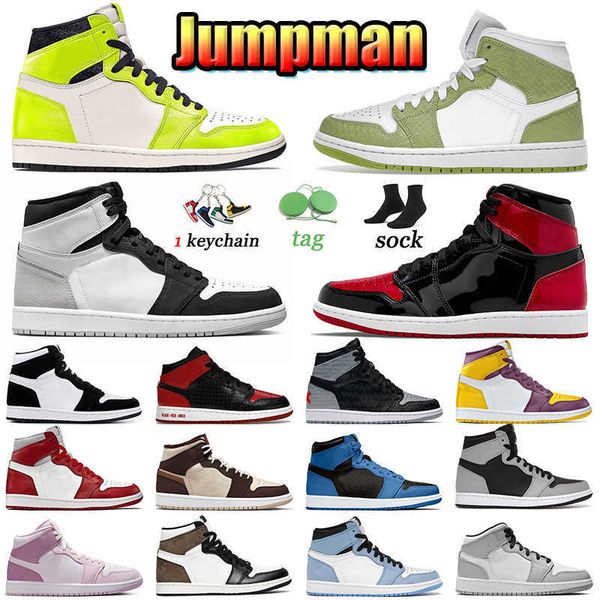 

2022 basketballs shoes jumpman 1 stage haze 1s sneakers sports chenille patent bred text mens trainers women white georgetown visionaire, Black