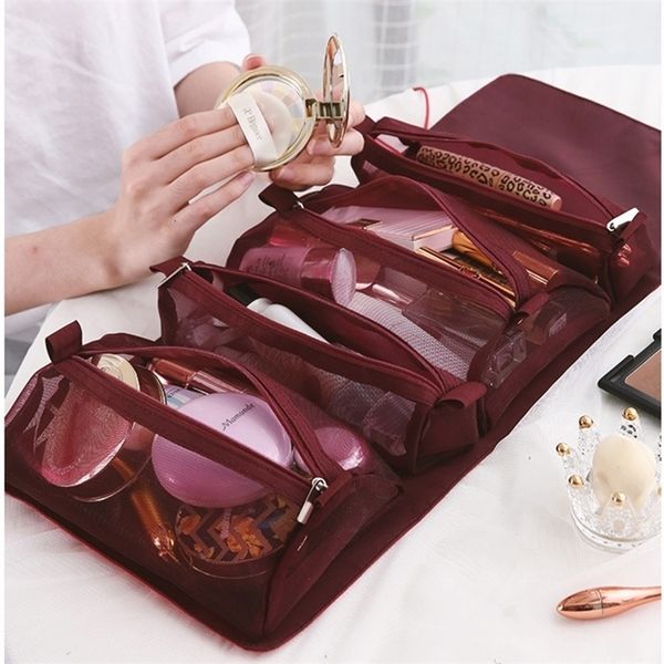 

cosmetic bags cases women travel organizer foldable hanging nylon wash portable makeup multifunctional toiletry pouch 221114