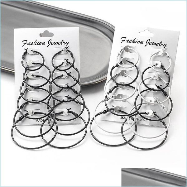 

hoop huggie 6pairs /12pairs punk hoop earrings set for women girls steampunk ear clip gold sier color big circle earring fashion j dhcbp, Golden;silver