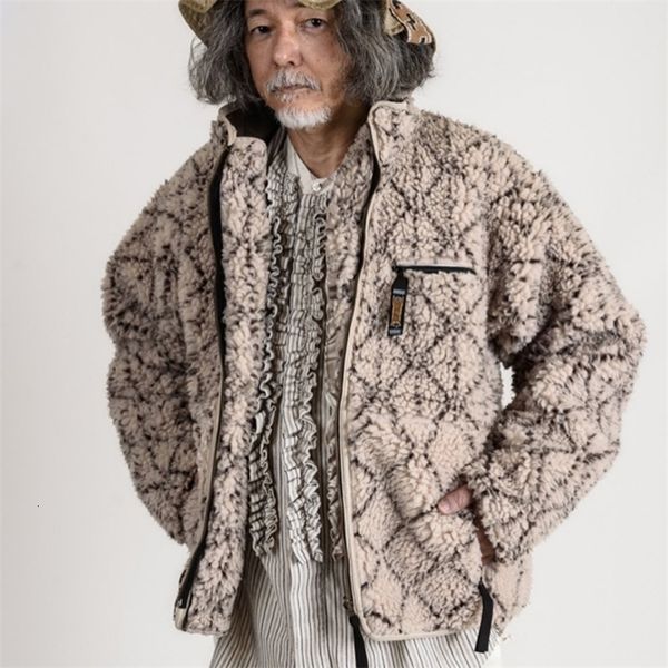 

mens jackets kapital hirata hohiro fleece wear on both sides zipper long sleeve japan style loose jacket men and women outerwear coats 22111, Black;brown