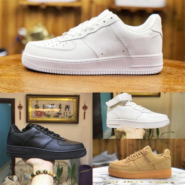 

casual shoes trainer sports sneakers designers outdoor all white black wheat running men low forces skateboard one 1 07 knit airs dxz