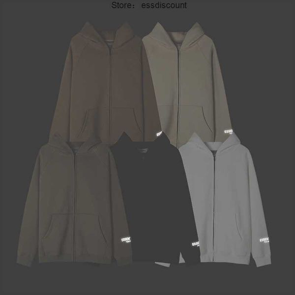 

ess hoodies 2023 new autumn and winter mens hoodie fashion label essential high street loose men's women's hooded zipper bodysuit, Black;brown