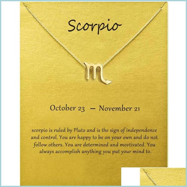 

pendant necklaces fashion jewelry 12 constellation scorpio pendant necklaces for women zodiac chains necklace gold sier color birthd dhrp1, Silver