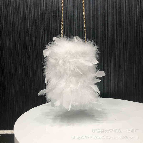 

evening bags shoulder bags station mobile phone foreskin grass feather chain square bag diagonal span 220901