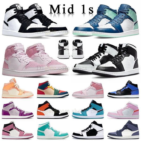 

shoes jumpman 1 1s mid split mens men black white panda mids blue mint multicolor marine green milan magenta digital pink diamond shorts des, White;red
