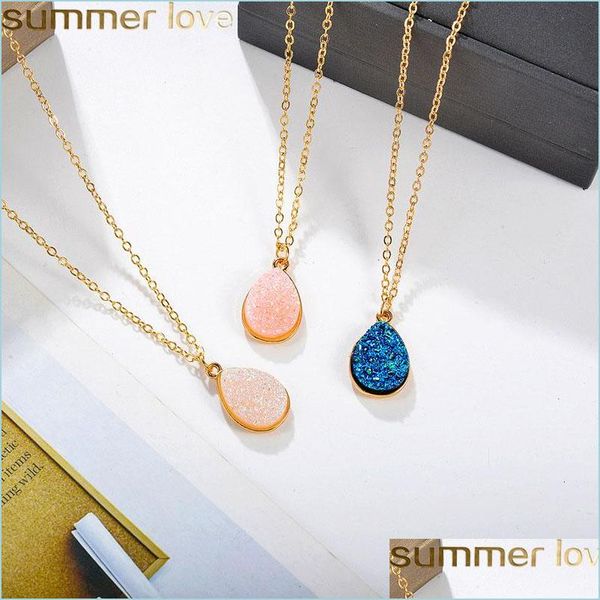 

pendant necklaces trendy resin stone druzy necklaces drop shape pendants for women gold pendant necklace fashion summer jewelry deliv dhllr, Silver