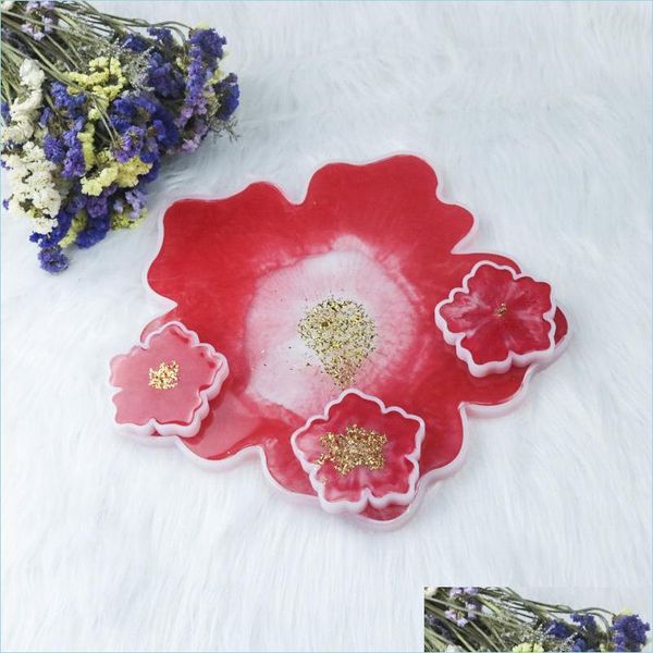 

molds flower shape sile coaster mold trinket dish molds resin casting clear flexible diy epoxy craft supplies drop delivery jewelry dh0e6