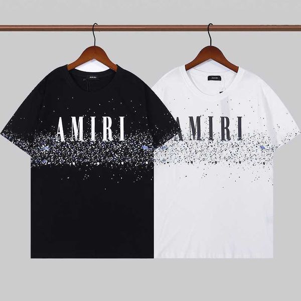 

designer amirs mens t-shirts new high street fashion summer starry sky splash print short sleeve mens and womens round neck hip hop loose ts, White;black