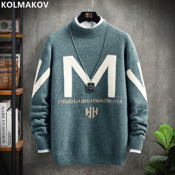 

men's sweaters autumn and winter fashion casual slim fit high-quality plus velvet thick warm large size 221114, White;black