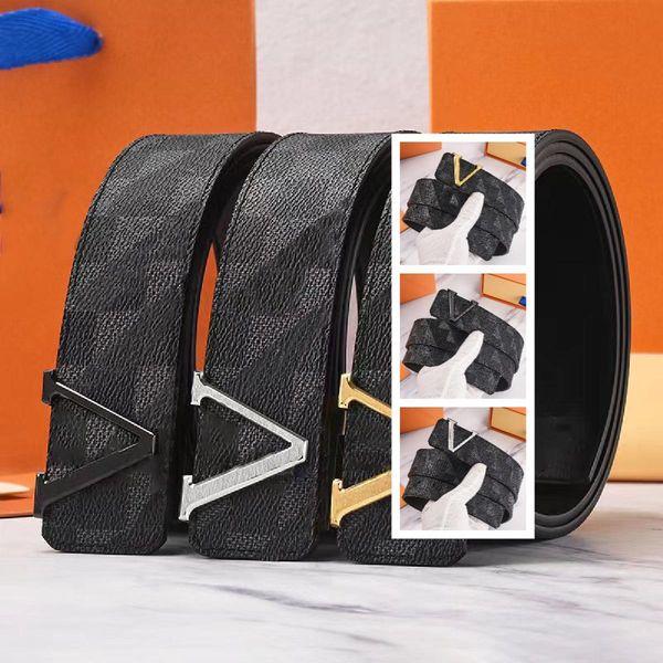 

men designer belt women waistband ceinture brass buckle genuine leather belts fashion belt 3.8cm waistbands plaid floral print geometric bla, Black;brown