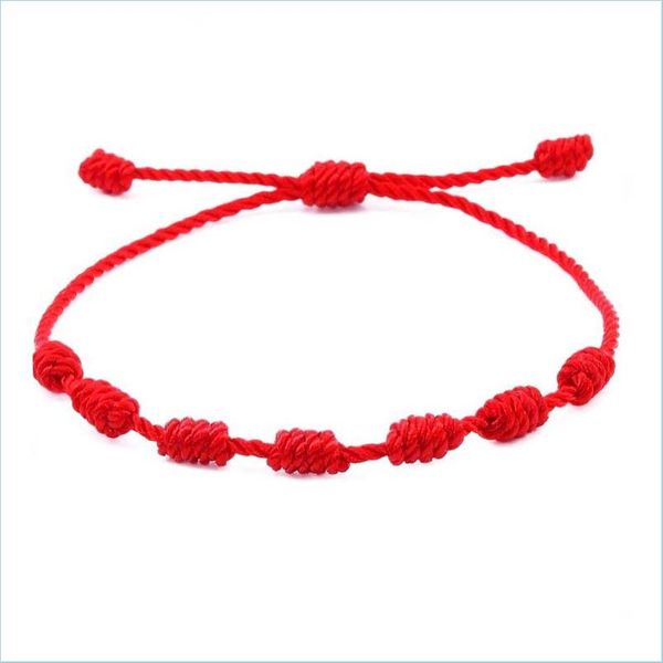 

charm bracelets handmade love 7 knot lucky bracelets ethnic red brown adjustable braided rope bracelet for men women friendship jewe dhgxa, Golden;silver