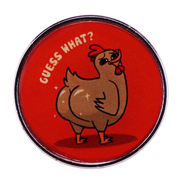 

guess-what chicken butt funny button badge creative backpack decoration, Blue