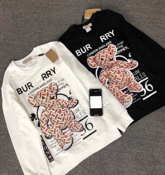 

autumn and winter fashion brand sweater round neck printing plush thickened pure cotton lovers' dress in large size, Black