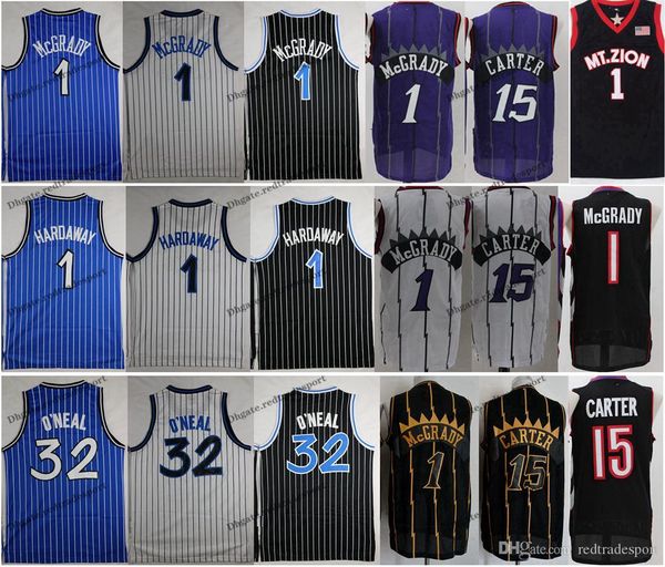 

ncaa vintage shaq shaquille o'neal 32 penny hardaway 1 t-mac tracy mcgrady vince carter 15 basketball jerseys, Black