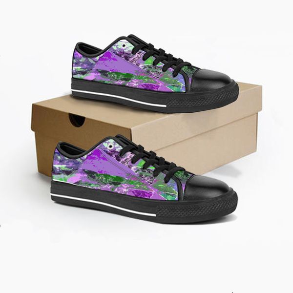

men stitch shoes custom sneaker hand painted canvas women fashion purple low cut breathable walking jogging trainer size 38-45