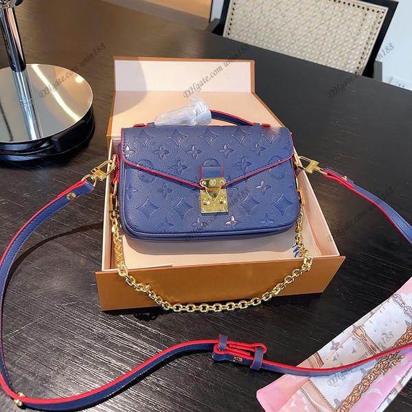 

22fw metis women luxurys designers mini totes bags pochette handbag patent leather imprint flowers golden chain bag messenger ladies wallets