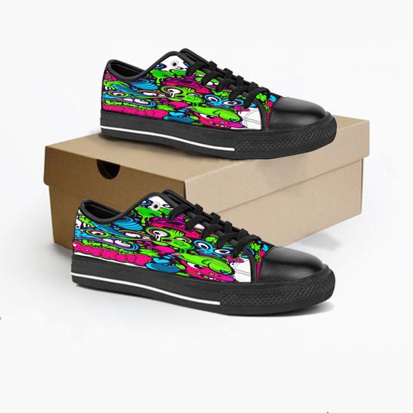 

custom shoes classic canvas low cut skateboard casual triple black accept customization uv printing low mens womens sports sneakers breathab