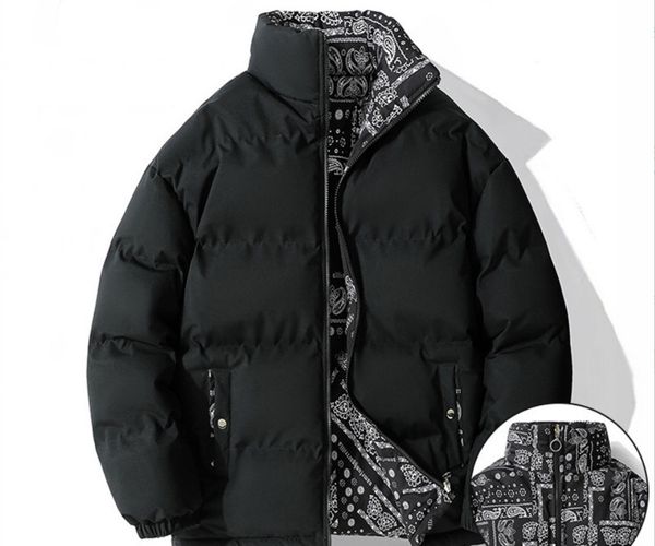 

men's down parkas doublesided wear men's cottonpadded jacket loose standup collar jacket cottonpadded jacket 221111, Black