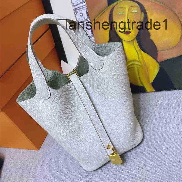 

women designer matching herme 2022 color vegetable basket bag cow leather bucket lychee grain head layer simpl co52
