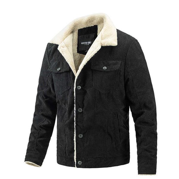 

winter designer nk new men's corduroy plush jacket fashion casual coat trend wear, Black