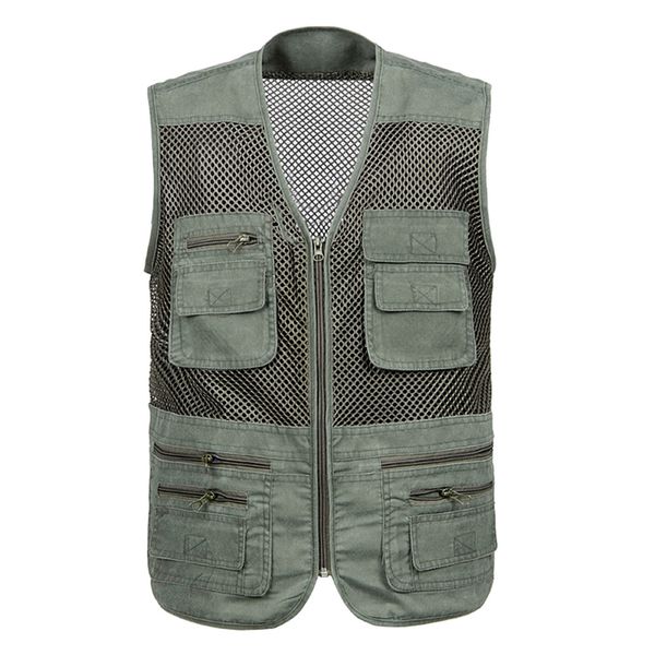 

men's vests large size mesh quick-drying male with many pockets mens breathable multi-pocket fishing vest work sleeveless jacket 221114, Black;white
