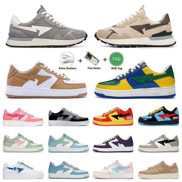 

2023 bapestas road sta designer bapesta shoes for men women platform vintage baped sk8 grey brown patent black white jjjjound sneakers train