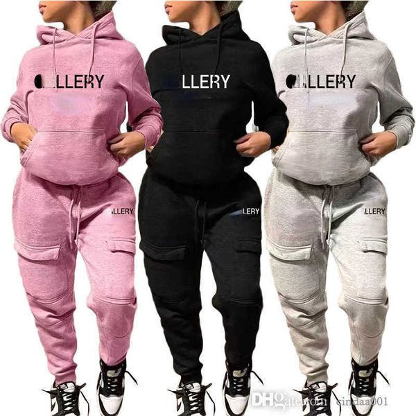 

women sportswear tracksuits fashion hooded sweater crop sweater pants suits casual print long sleeve two piece set, Gray
