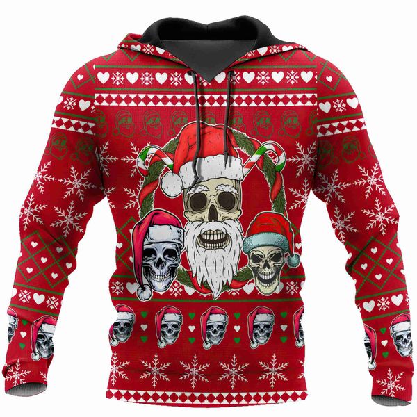 

men's hoodies sweatshirts christmas skull print mens hooded sweatshirts fashion boutique pattern jackets coat autumn street trend women, Black