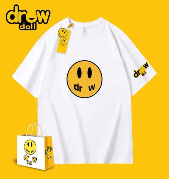 

draws smiley face 2022 summer new ins high street pure cotton fashion brand couple versatile short sleeve women's sports t-shirt men, White;black