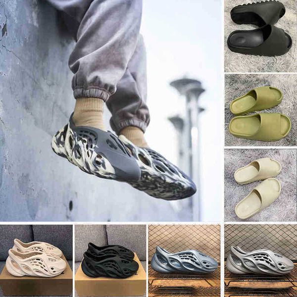 

yeesys slides fashion moon mxt gray slippers graffiti bone resin desert sand runners summer kanyes west brown flat men beach foam size zc, Black