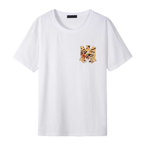 

designer amirs mens t-shirts tiger lettering print slim fit mens white 2000g pure cotton tshirt, White;black