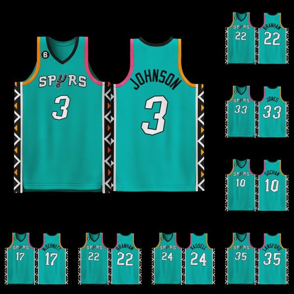 

basketball jerseys spur dejounte 5 murray keldon johnson city manu 20 ginobili edition doug mcdermott devin vassell jeremy sochan jakob poel, Black;red
