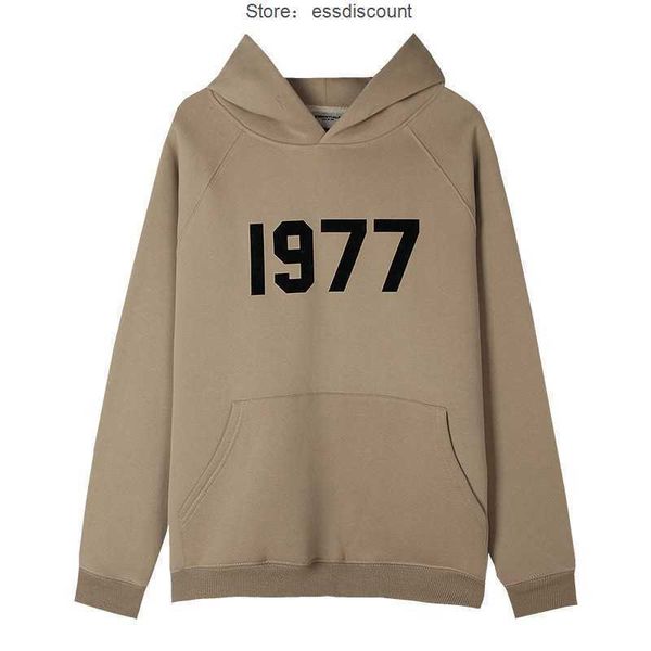 

ess hoodies autumn and winter essential mens hoodie double line 1977 loose leisure high street fashion tag sweater coat men's women&#03, Black;brown